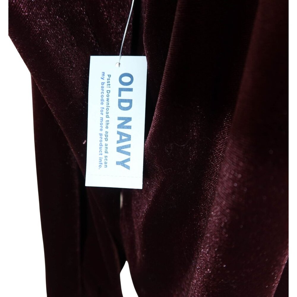 OLD NAVY Burgundy Velvet The Cropped Shirt Button Up Size XL NWT Holiday Festive - Picture 7 of 9